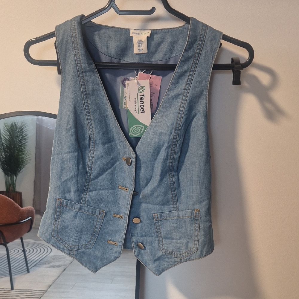 Sigrid Olsen Light Blue Tencel Vest